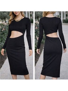 NWOT De Base Black Cutout Bodycon Dress
